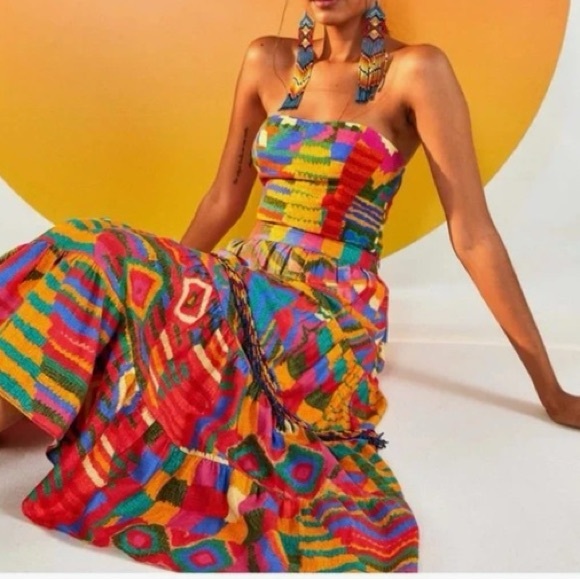 FARM Rio Dresses & Skirts - Farm Rio XL summer patches beaded midi skirt